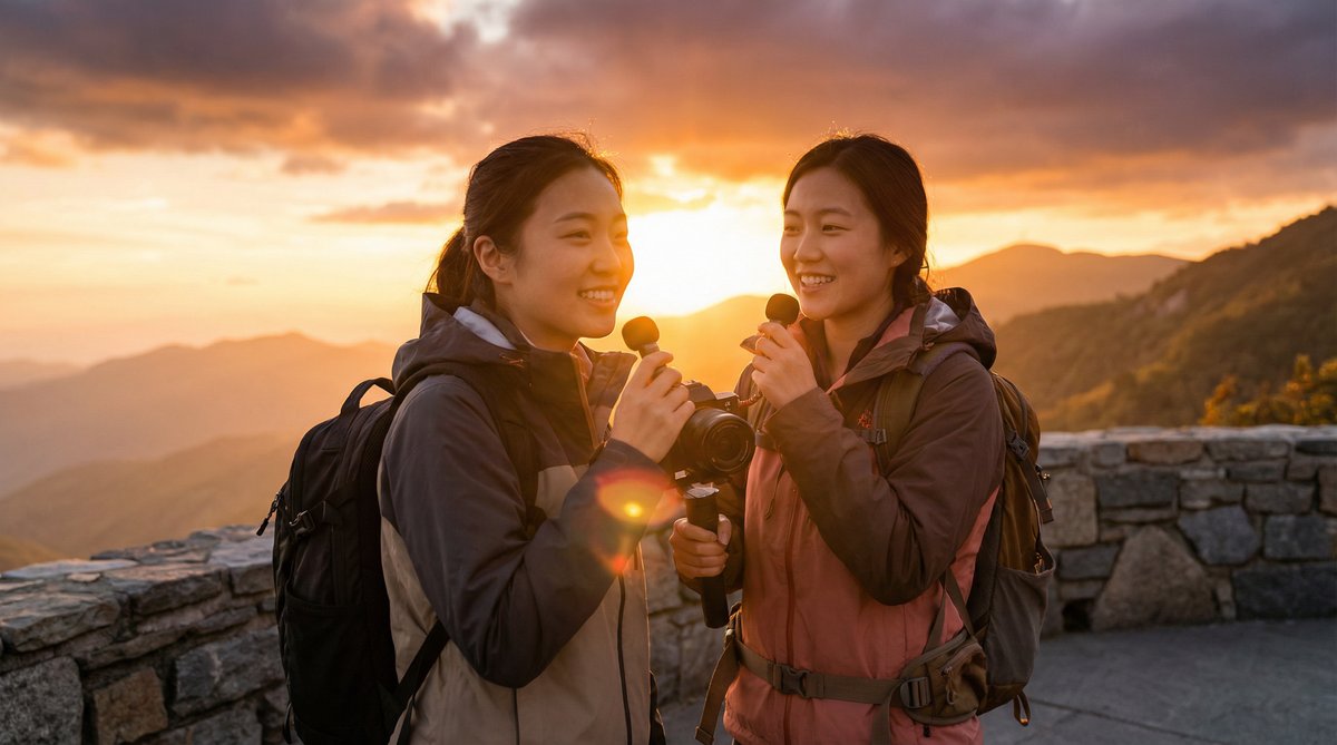 网红主播旅行记录视频